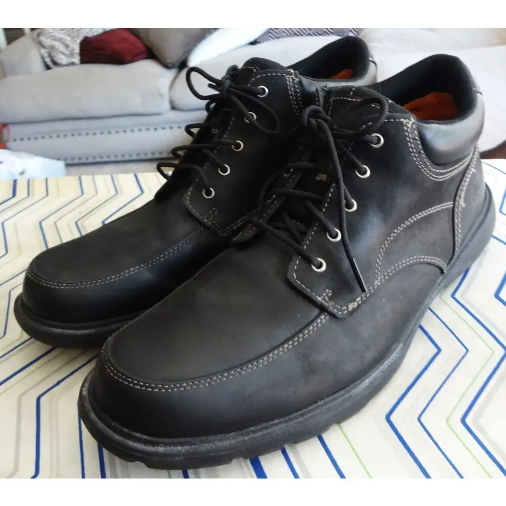 Timberland Earthkeepers Mens 13 Black Leather Moc Toe Chukka Ankle Boots Ankle